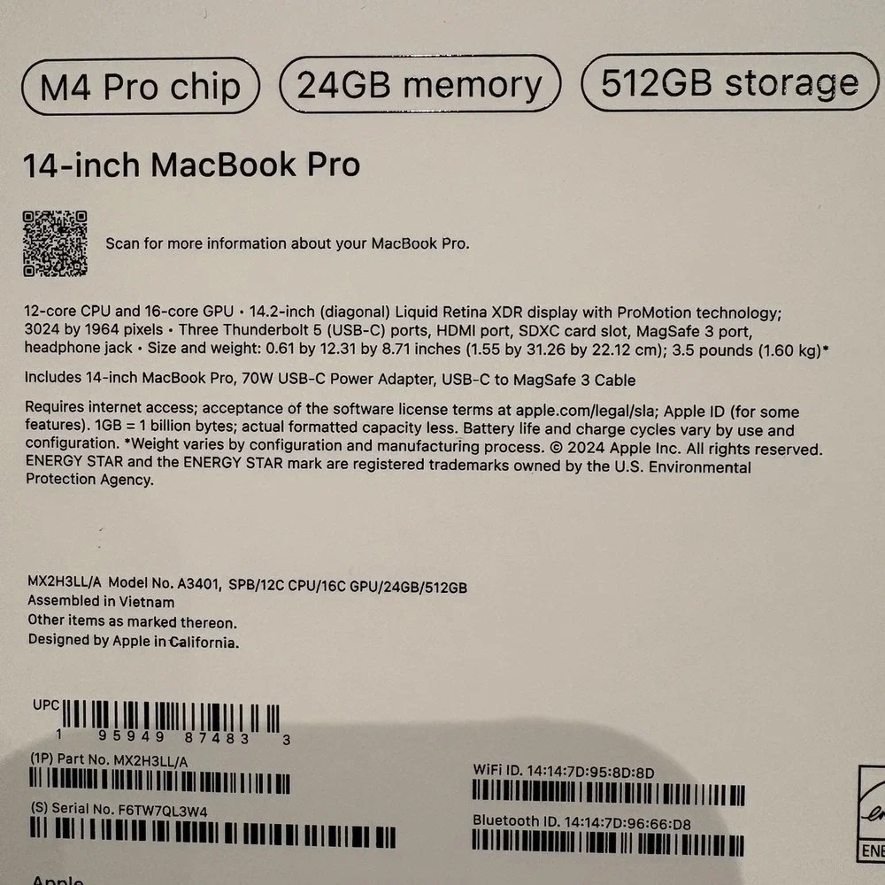 Lot Of 2 Empty‎ Boxes Apple MacBook Pro 14-inch Laptop Model A3401 And A3426